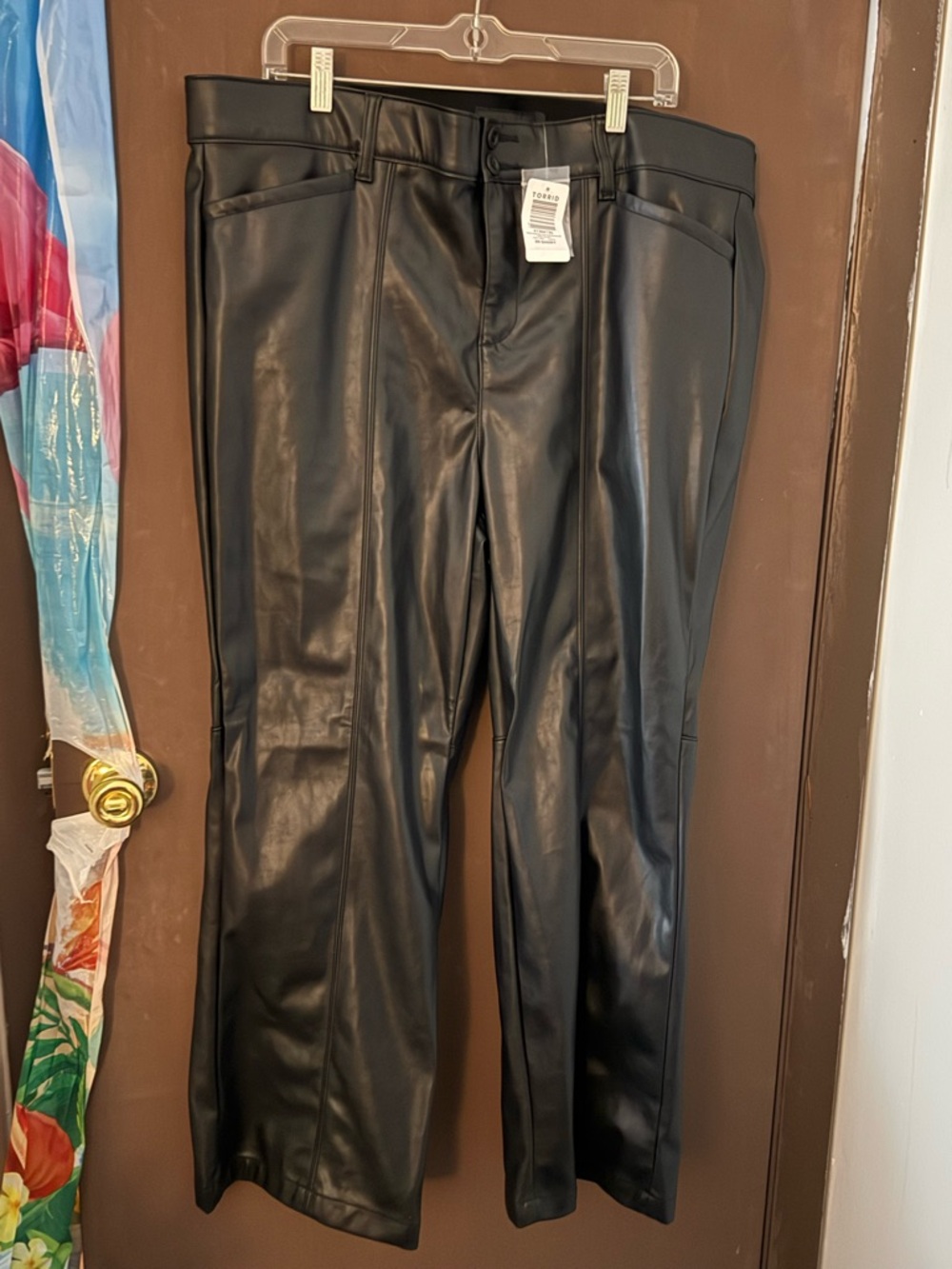 torrid Black Faux Leather Straight-Leg Pants